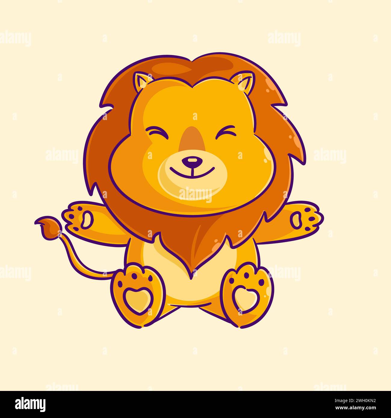 Cute lion is feeling very happy Stock Vector