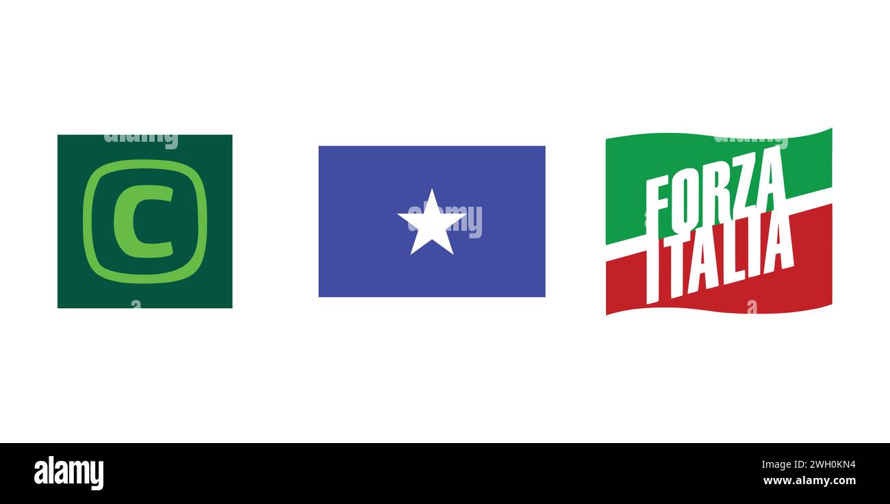 Dnk Party C, Forza Italia, National Party of Honduras. Editorial brand emblem. Stock Vector