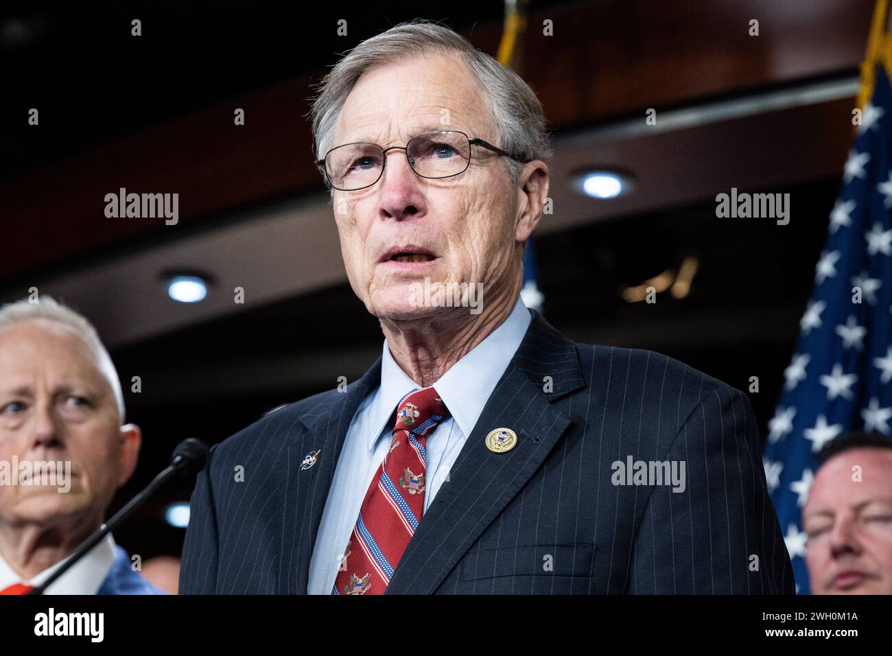 Washington, United States. 06th Feb, 2024. U.S. Representative Brian Babin (R-TX) speaking about a House resolution declaring that former President Donald Trump (R) did not engage in an insurrection against the United States at the U.S. Capitol. Credit: SOPA Images Limited/Alamy Live News Stock Photo