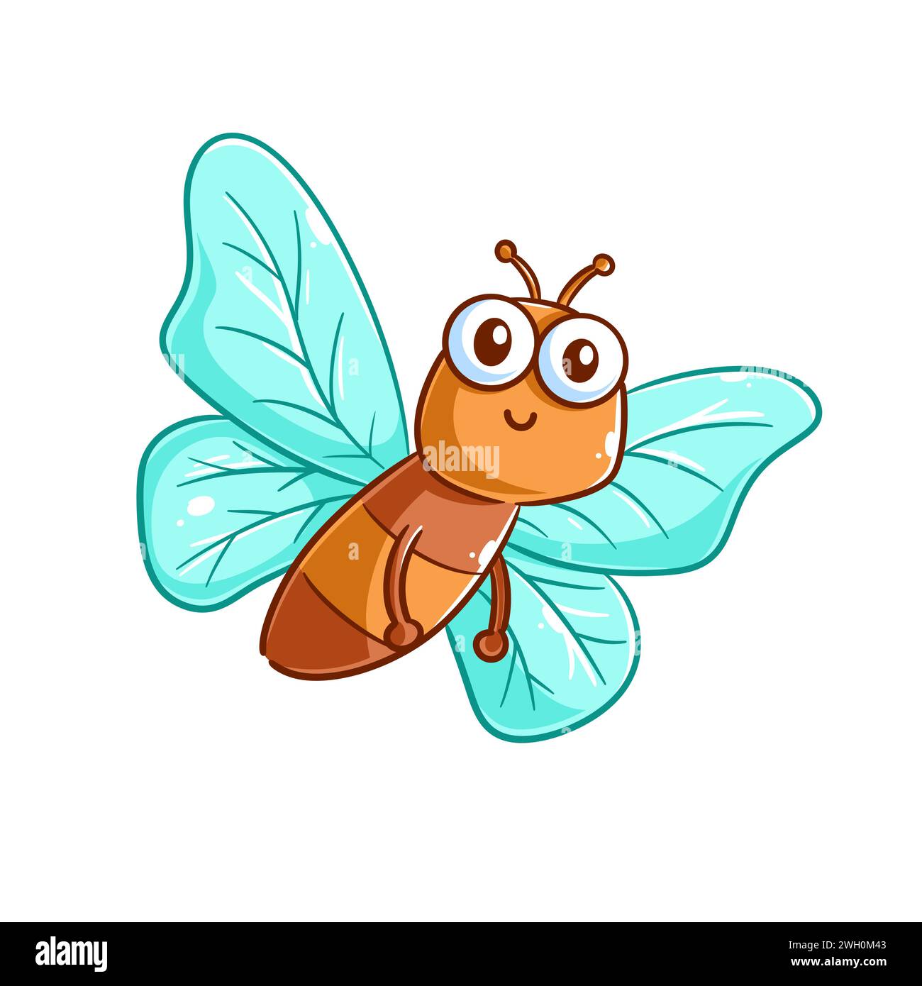 Cute butterfly is flying and smiling Stock Vector