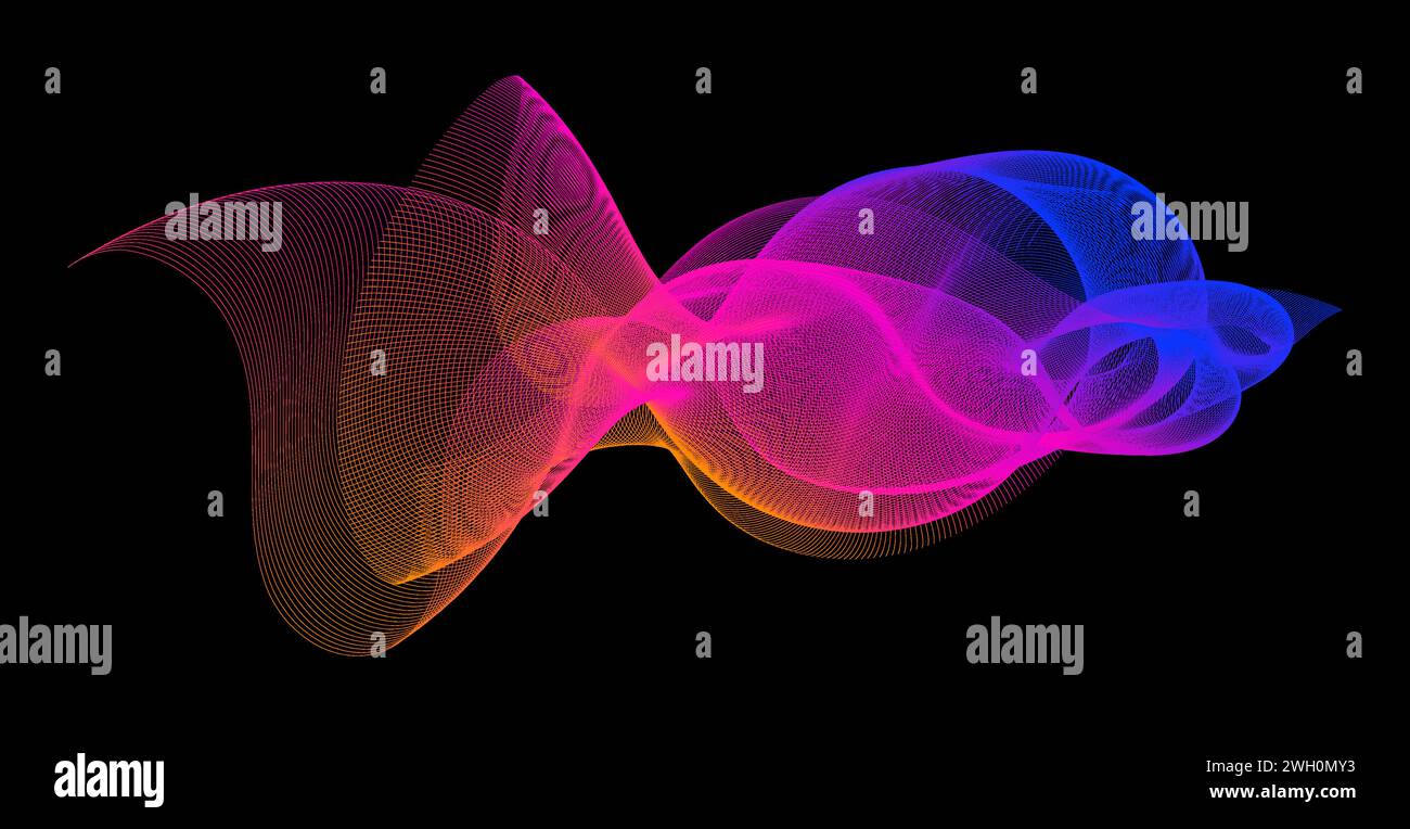 Gradient wave line blend form. Abstract blue pink orange flowing lines ...