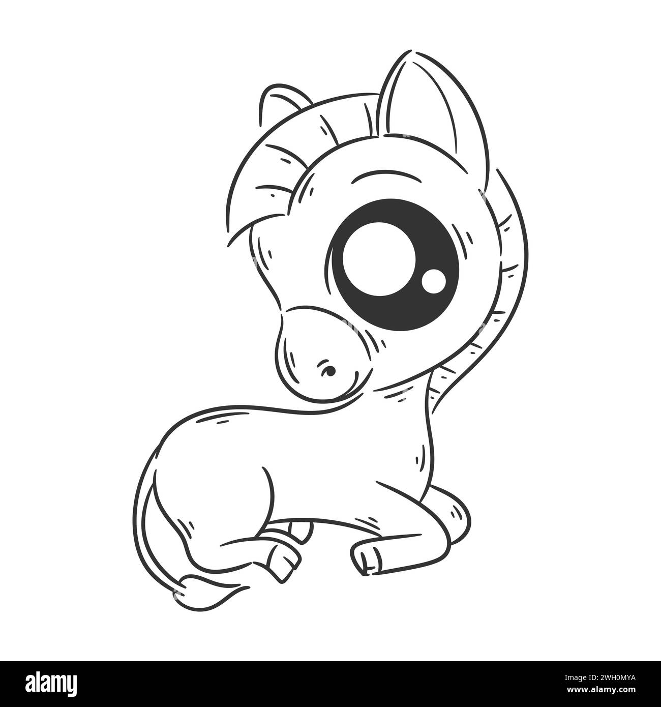 Cute zebras is standing cartoon vector for coloring Stock Vector Image ...