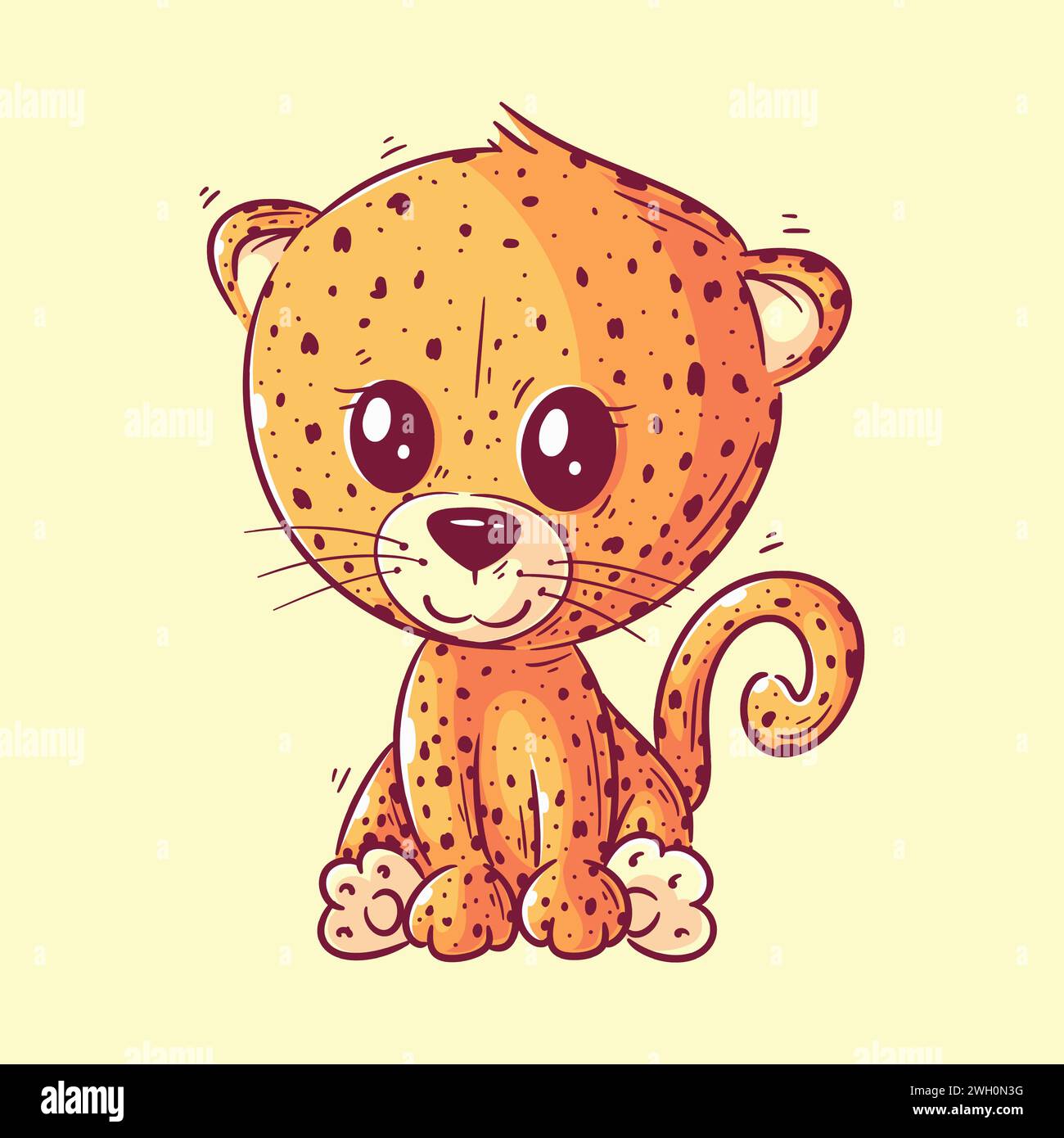 Cute leopard sitting cartoon style vector Stock Vector Image & Art - Alamy
