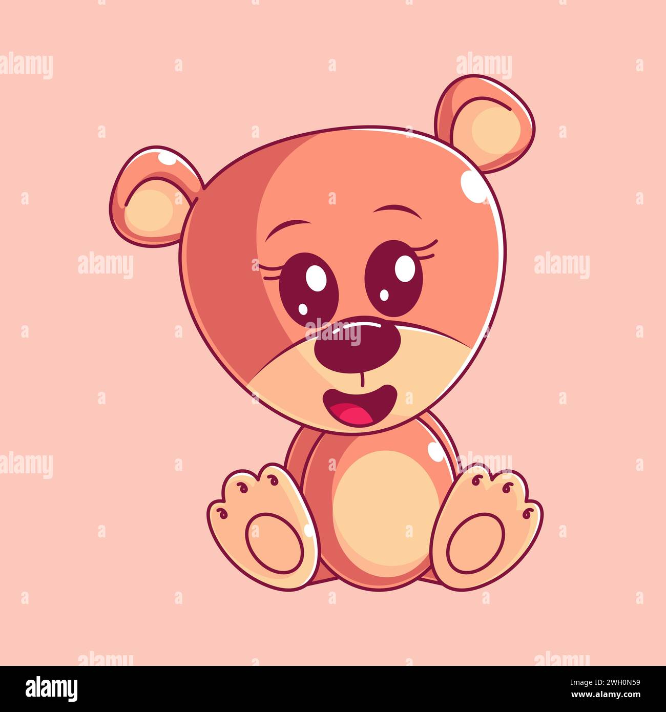 Cute teddy bear sitting cartoon style Stock Vector Image & Art - Alamy