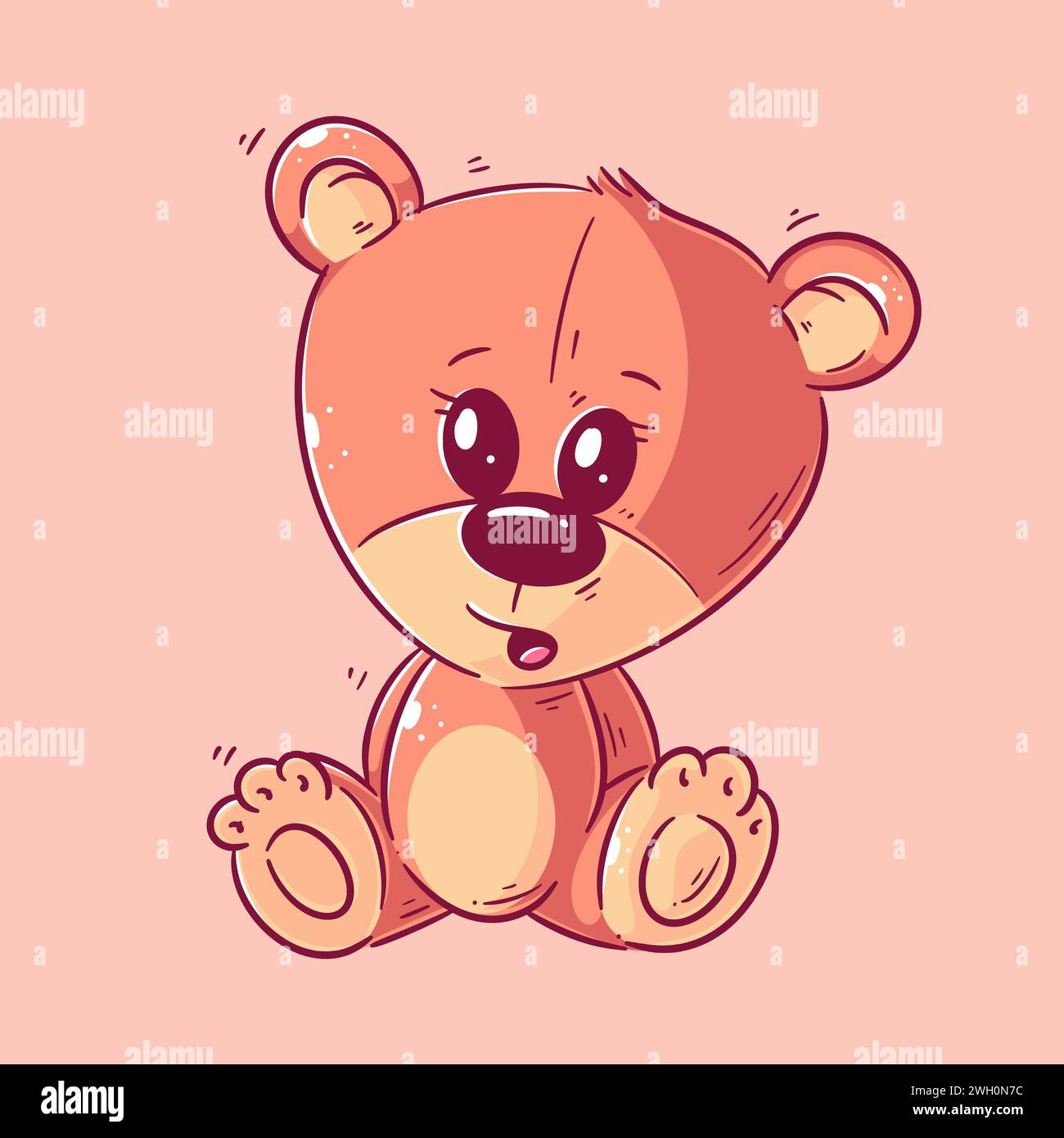 Cute teddy bear sitting cartoon style vector Stock Vector Image & Art ...