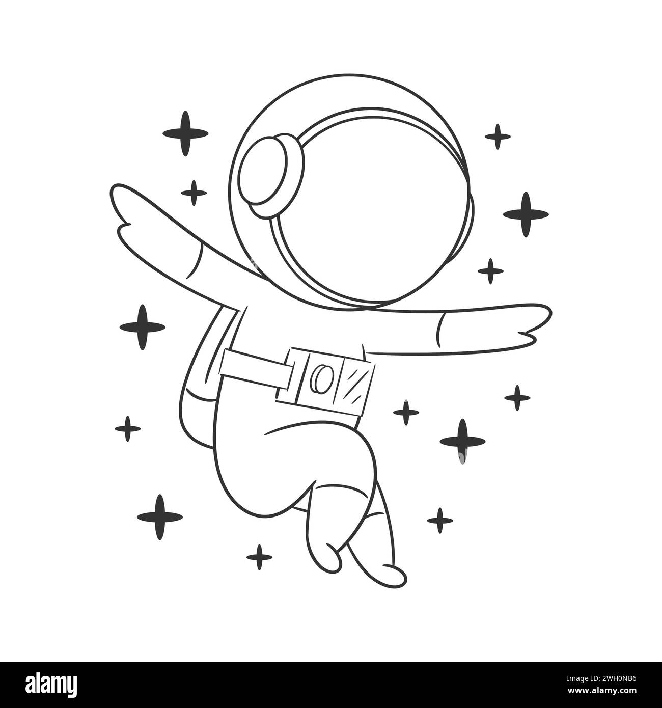Astronauts feel happy to be in space for coloring Stock Vector