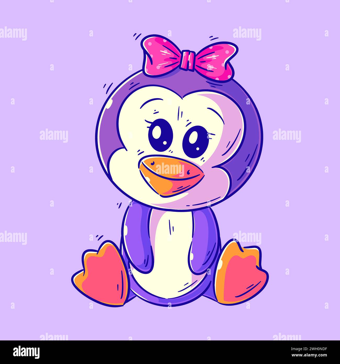 Cute penguin sitting cartoon style vector Stock Vector Image & Art - Alamy
