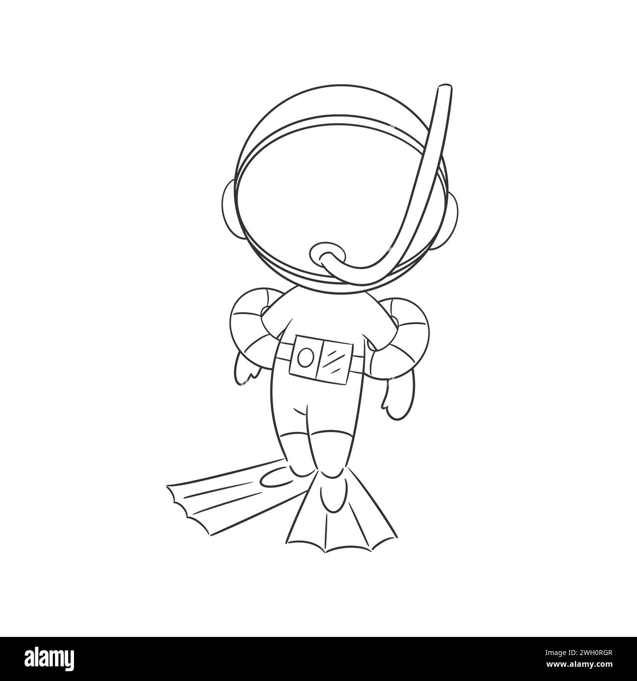 Astronaut wearing equipment for diving for coloring Stock Vector