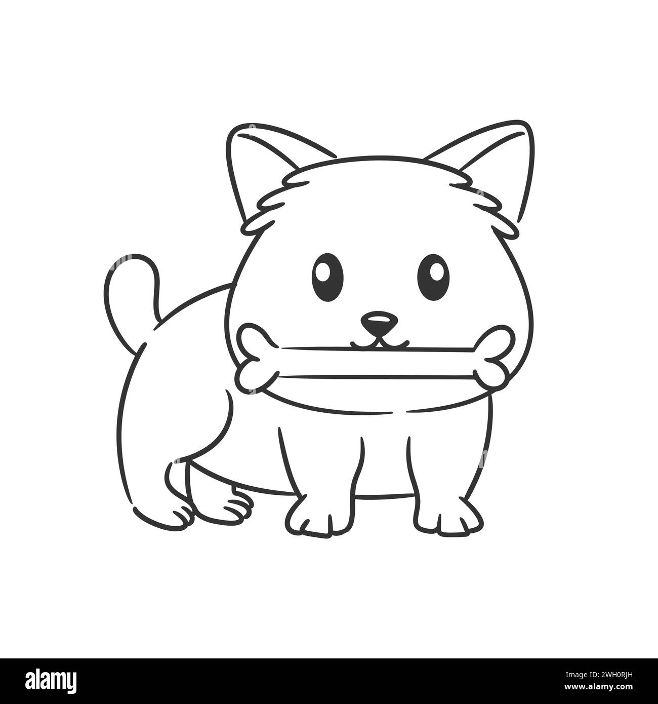 Cute puppy is eating bone for coloring Stock Vector Image & Art - Alamy