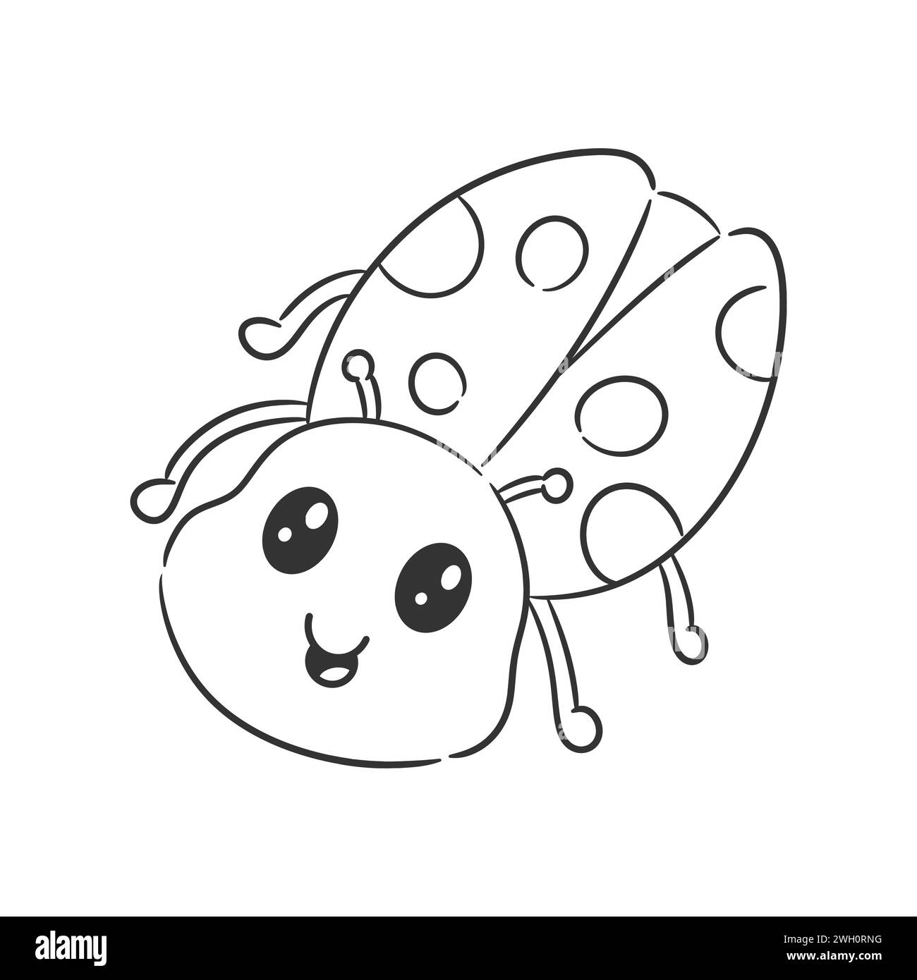 Cute red beetle is walking and smiling for coloring Stock Vector Image