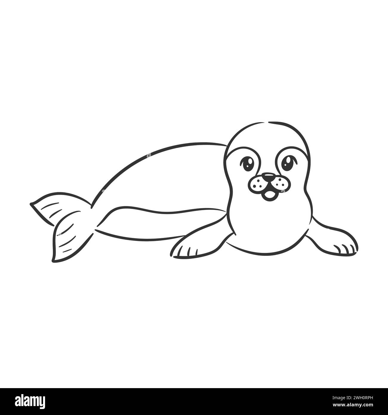 Hand drawn sea lion design for coloring Stock Vector