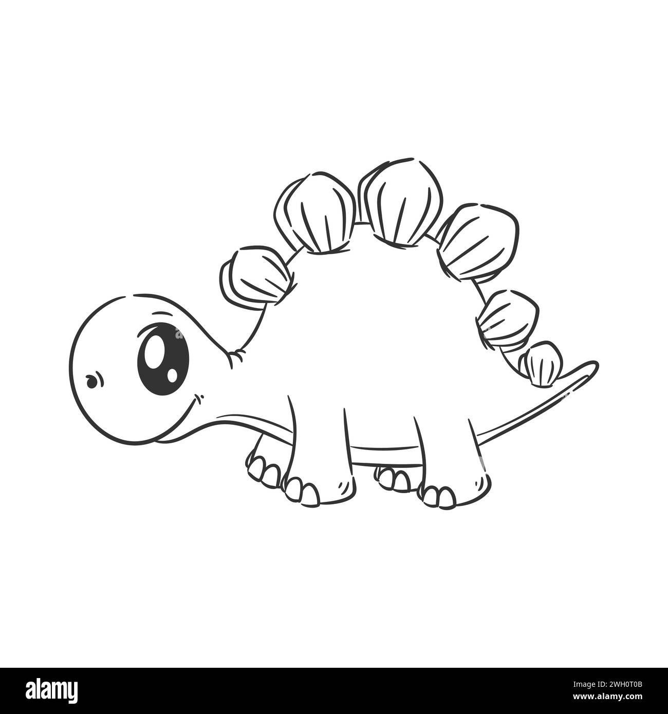 Cute purple stegosaurus cartoon vector for coloring Stock Vector