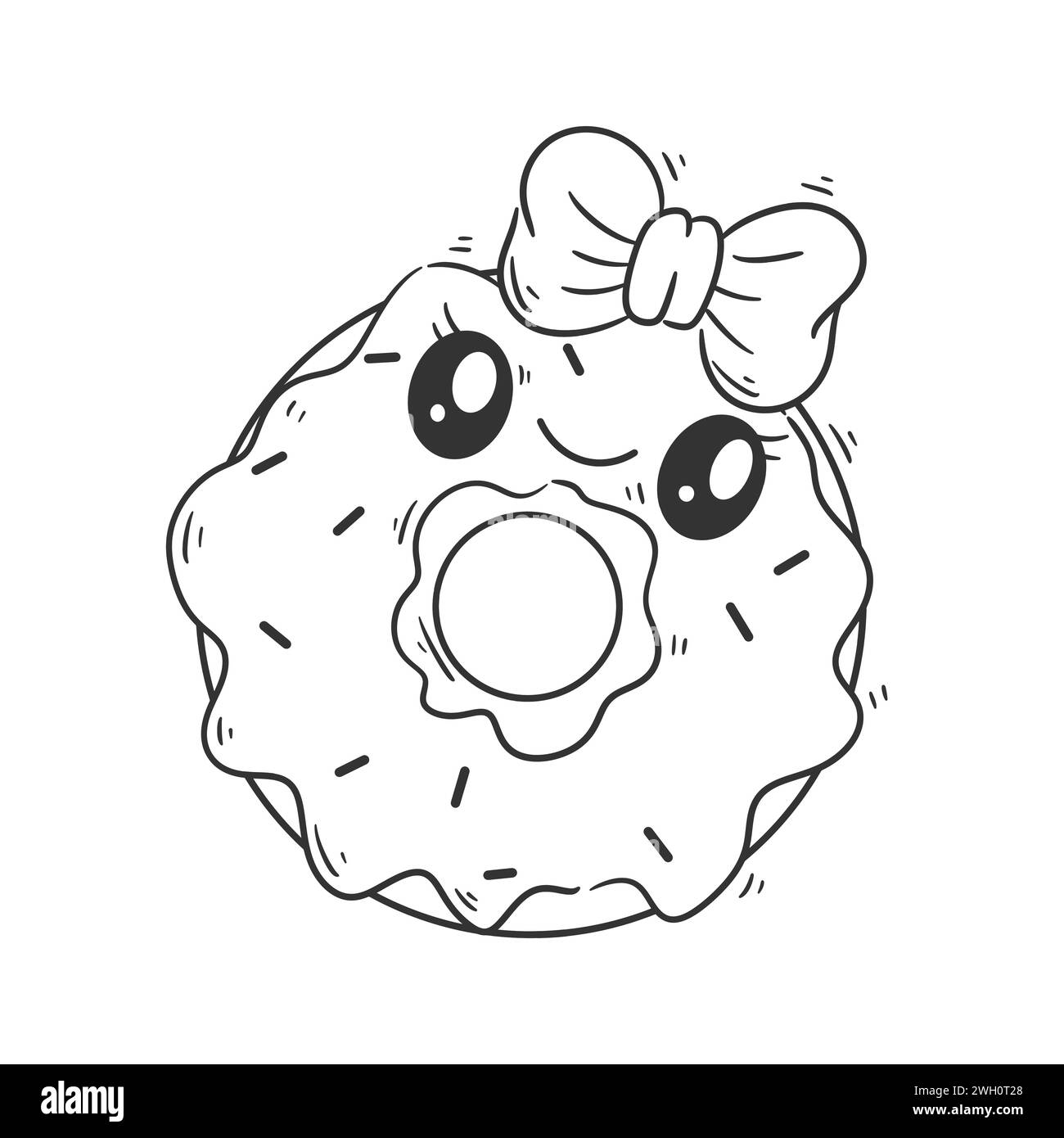 Cute donuts smiling cartoon vector for coloring Stock Vector
