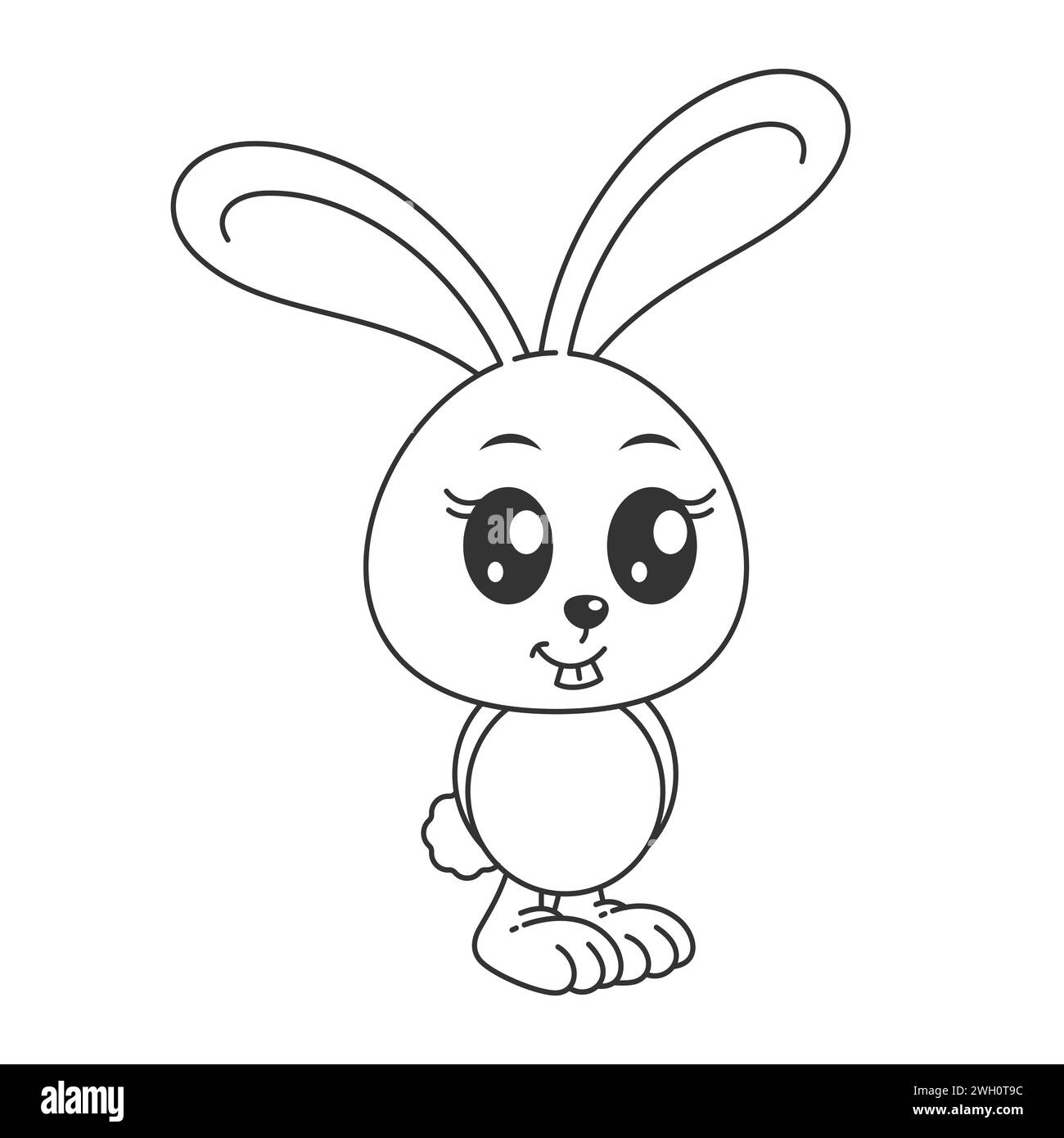 Cute rabbit standing in cartoon style for coloring Stock Vector Image ...
