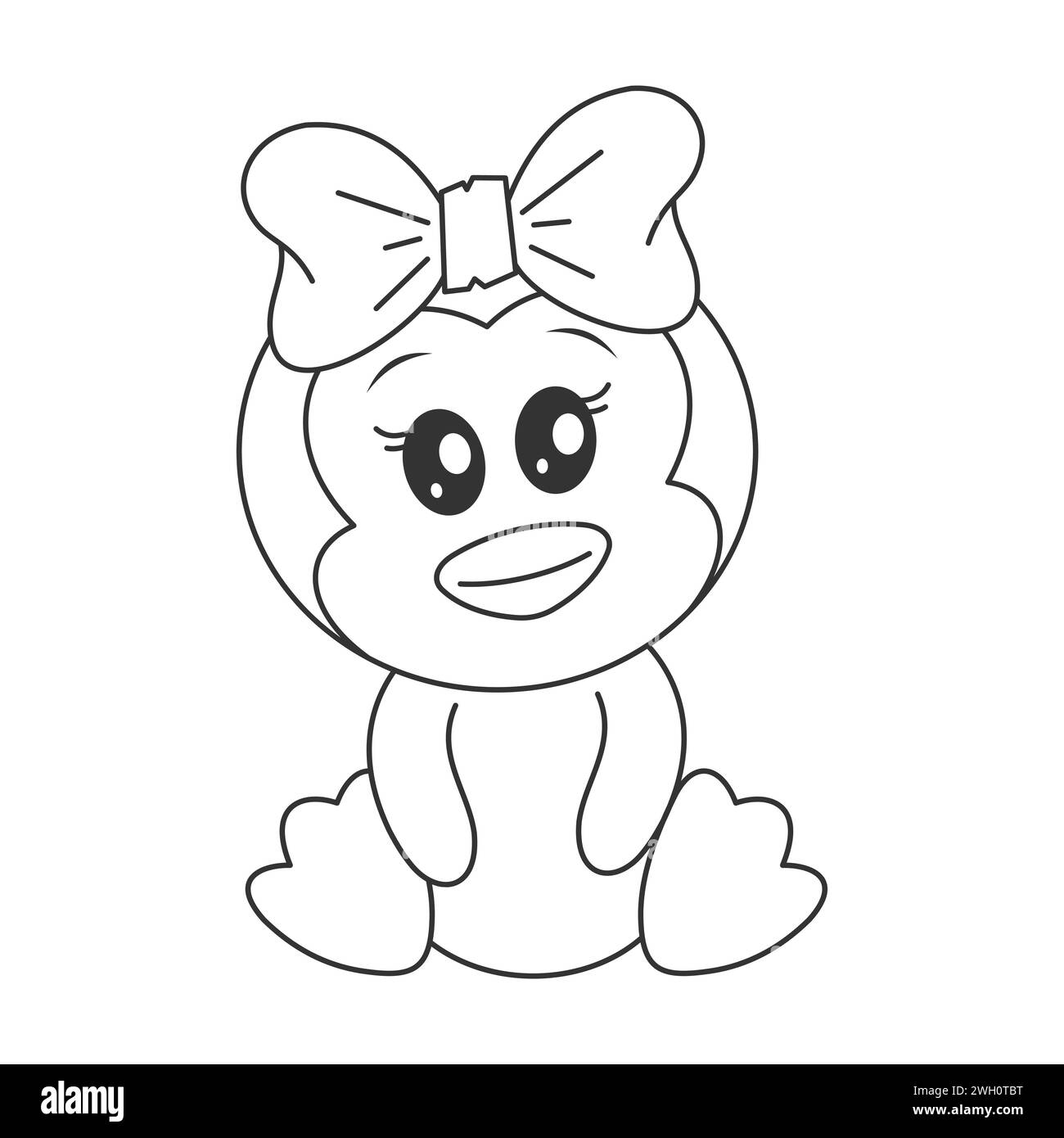 Cute penguin sitting cartoon style for coloring Stock Vector Image