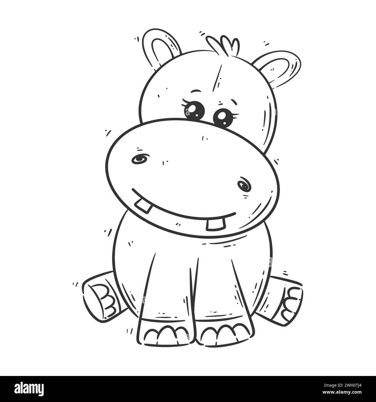Cute hippo design sitting for coloring Stock Vector Image & Art - Alamy