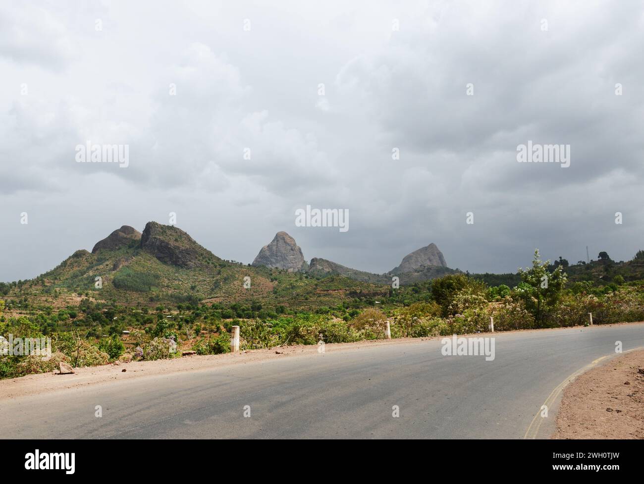Driving from Gondar to Humera in Northwestern Ethiopia. Stock Photo