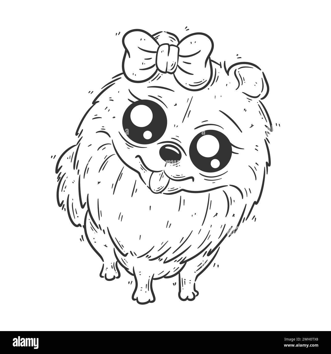Cute shih tzu dog puppy sitting cartoon vector for coloring Stock ...