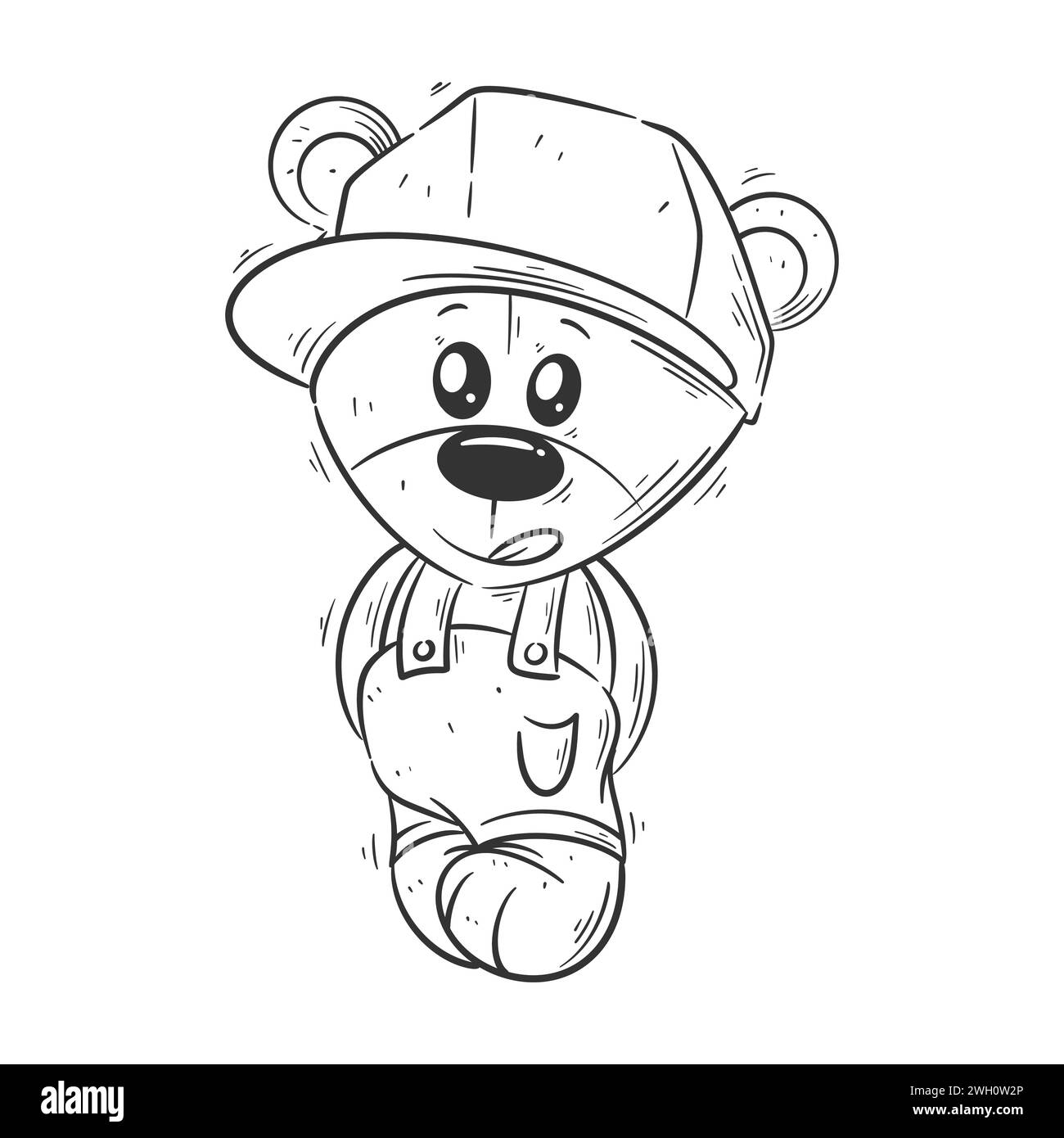 Cute bear wearing a hat for coloring Stock Vector Image &amp; Art - Alamy