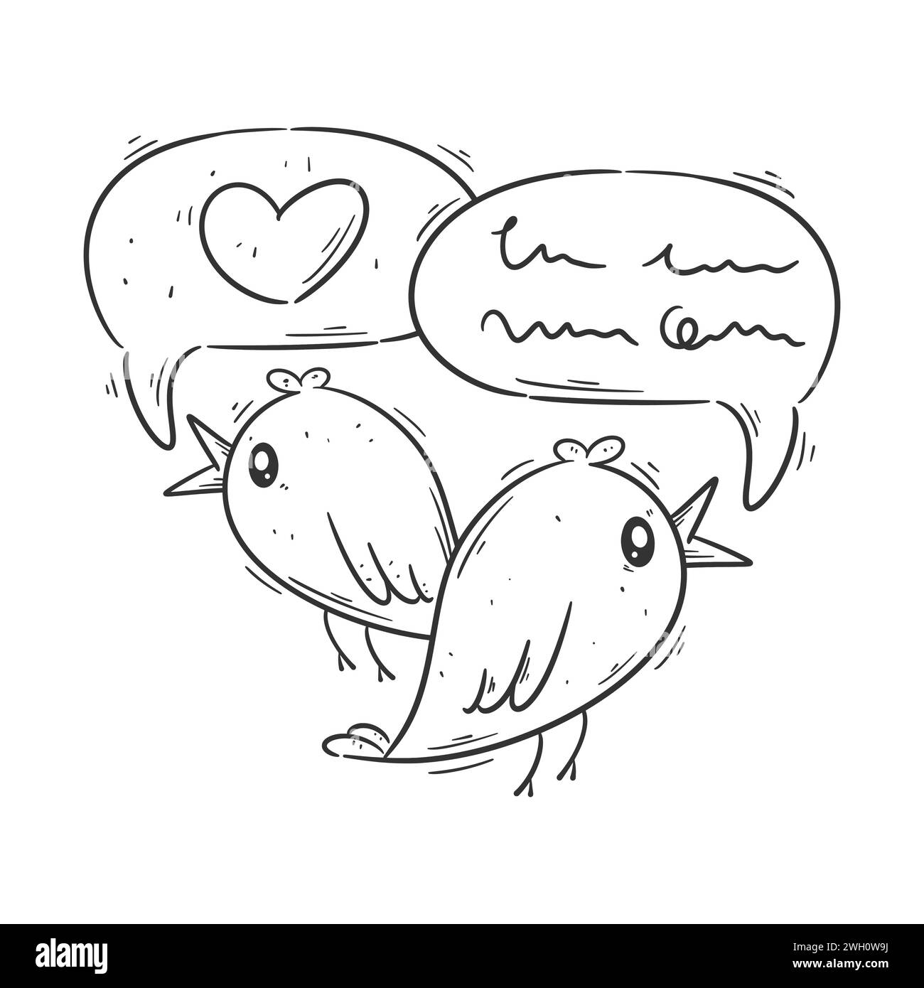 Hand drawn style chat bird design for coloring Stock Vector