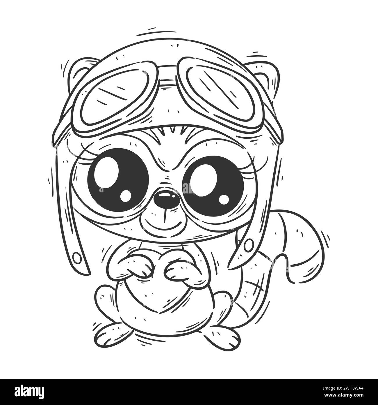 Cute Raccoon is wearing a hat for coloring Stock Vector Image & Art - Alamy