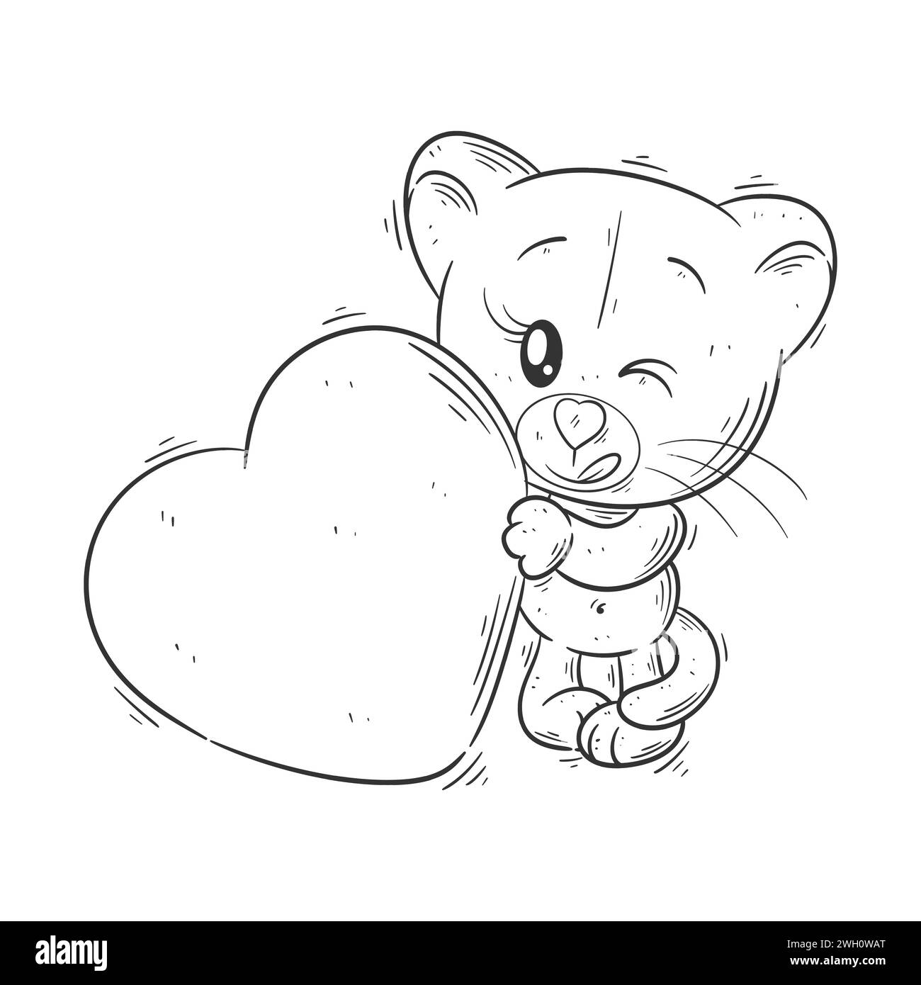 Cute lioness carrying heart for coloring Stock Vector Image & Art - Alamy