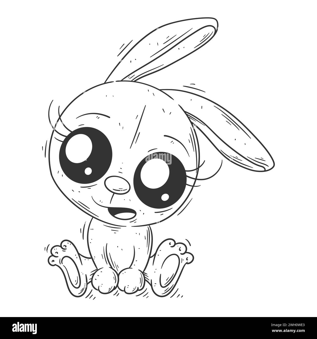 Cute bunny is sitting for coloring Stock Vector Image & Art - Alamy