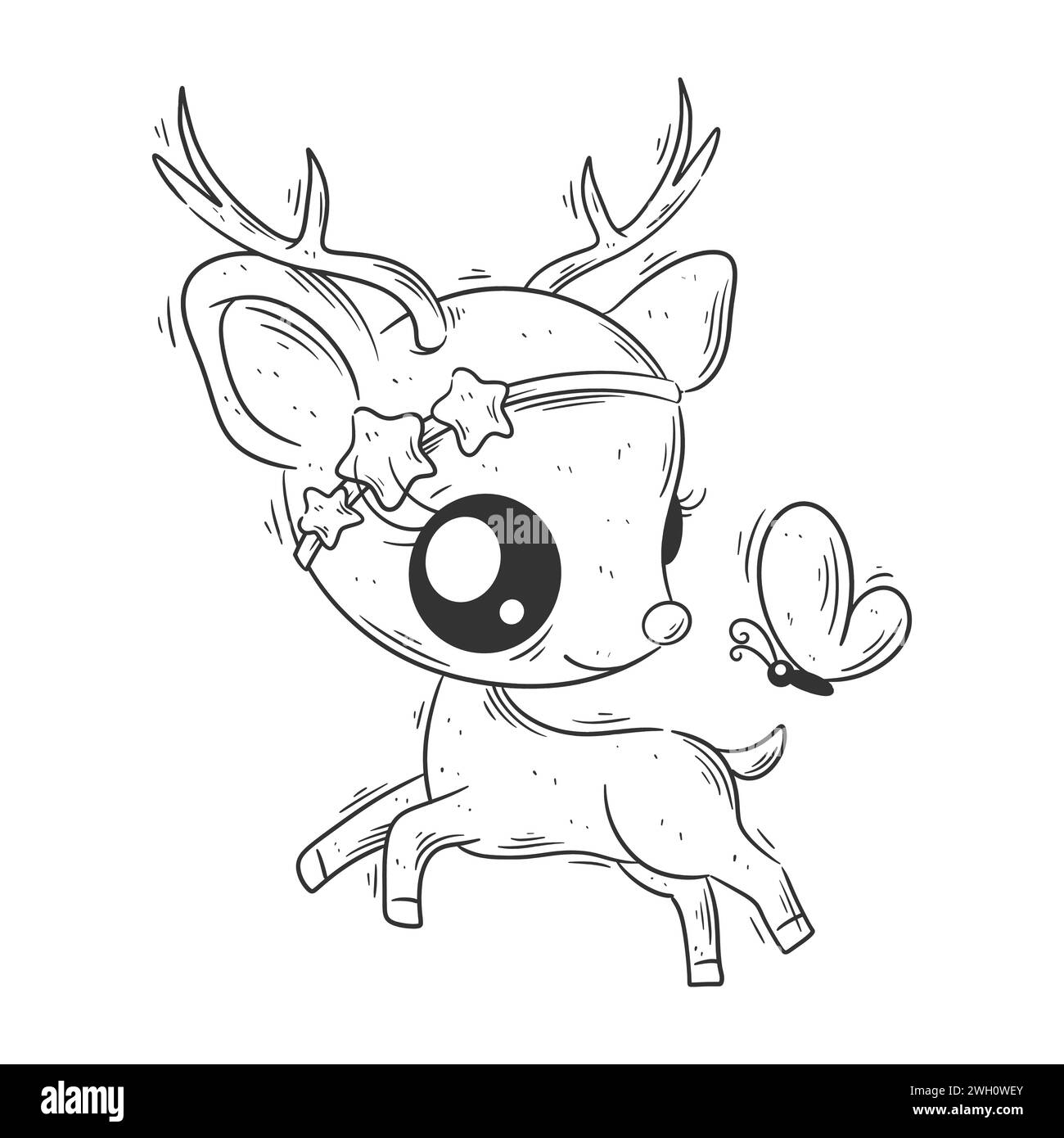 Cute deer is jumping for coloring Stock Vector Image & Art Alamy
