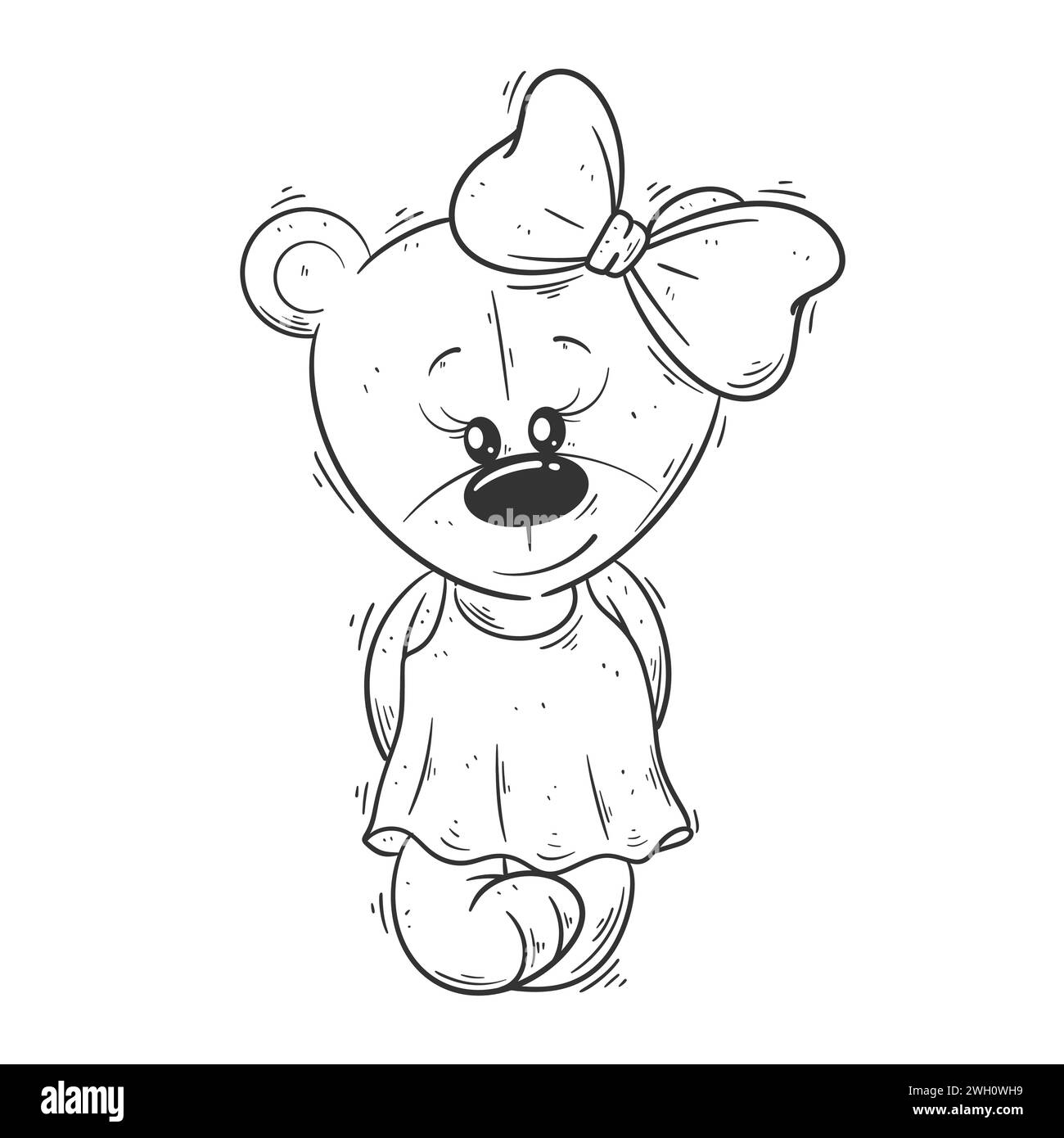 Cute bear wearing a hair band for coloring Stock Vector