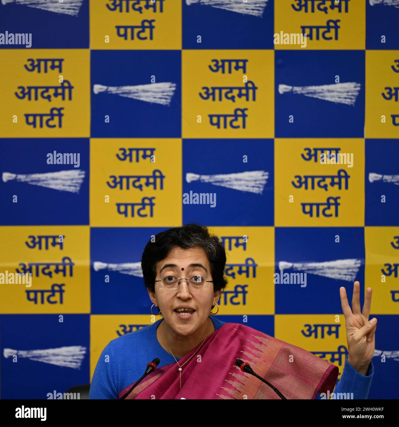 NEW DELHI, INDIA - FEBRUARY 6: Delhi Minister Atishi Marlena addresses