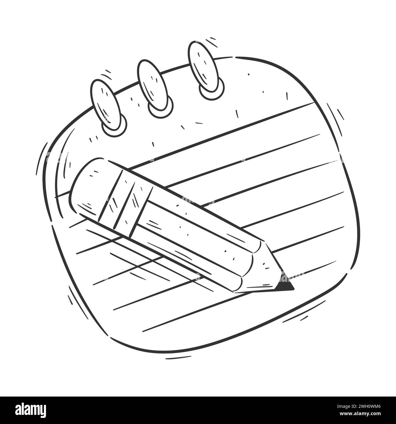 Writing paper and pencil in hand drawn style for coloring Stock Vector