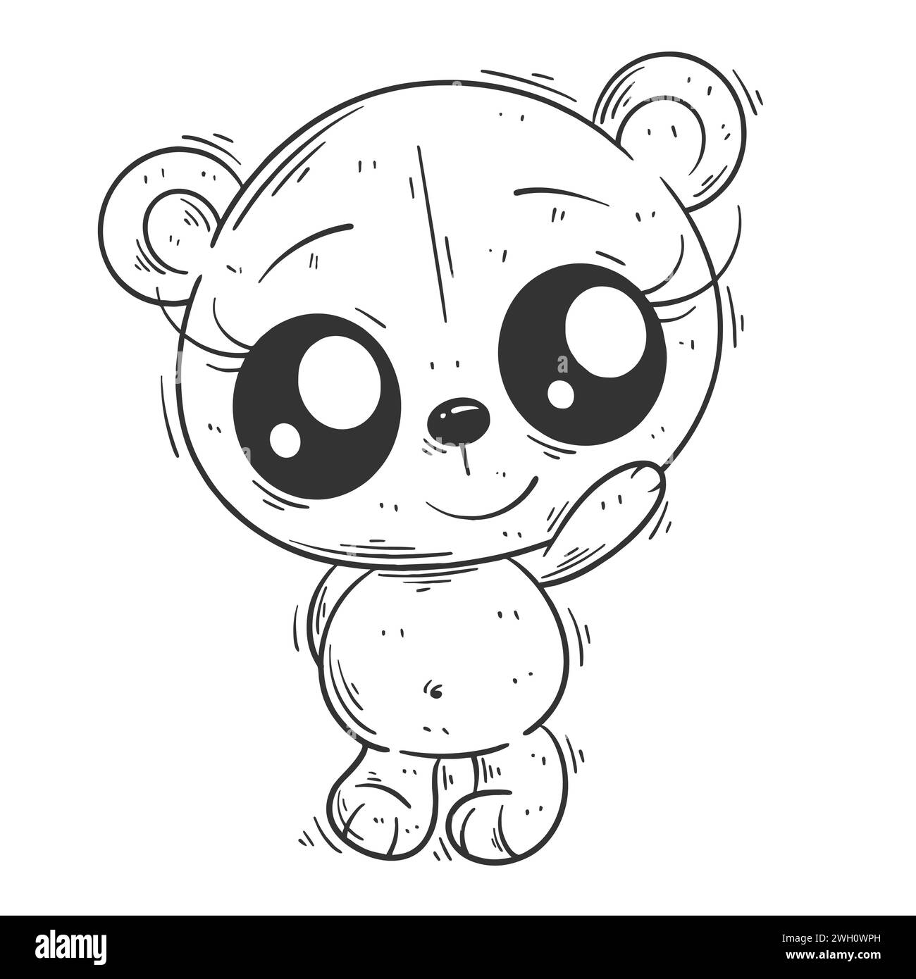 Cute bear standing and waving for coloring Stock Vector Image & Art - Alamy