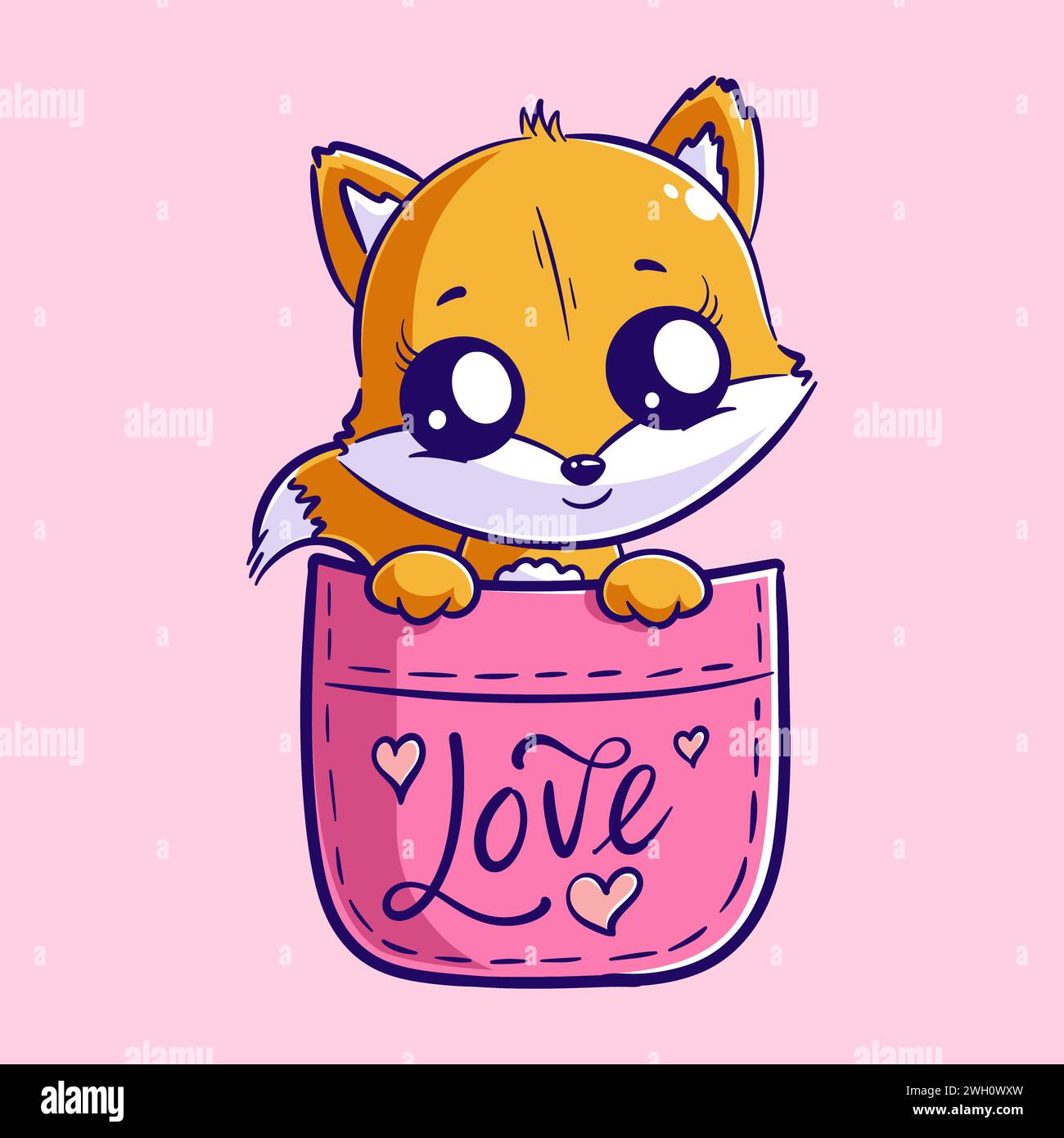 Cute fox in pocket cartoon Stock Vector
