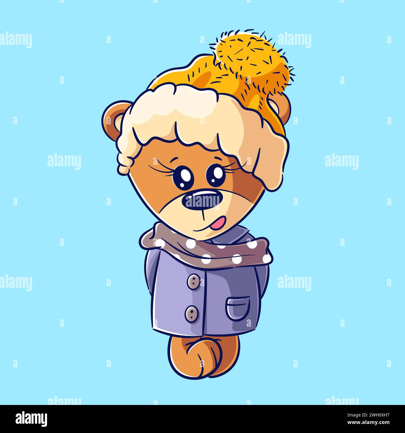 Cute bear wearing sweater and hat, vector illustration Stock Vector ...