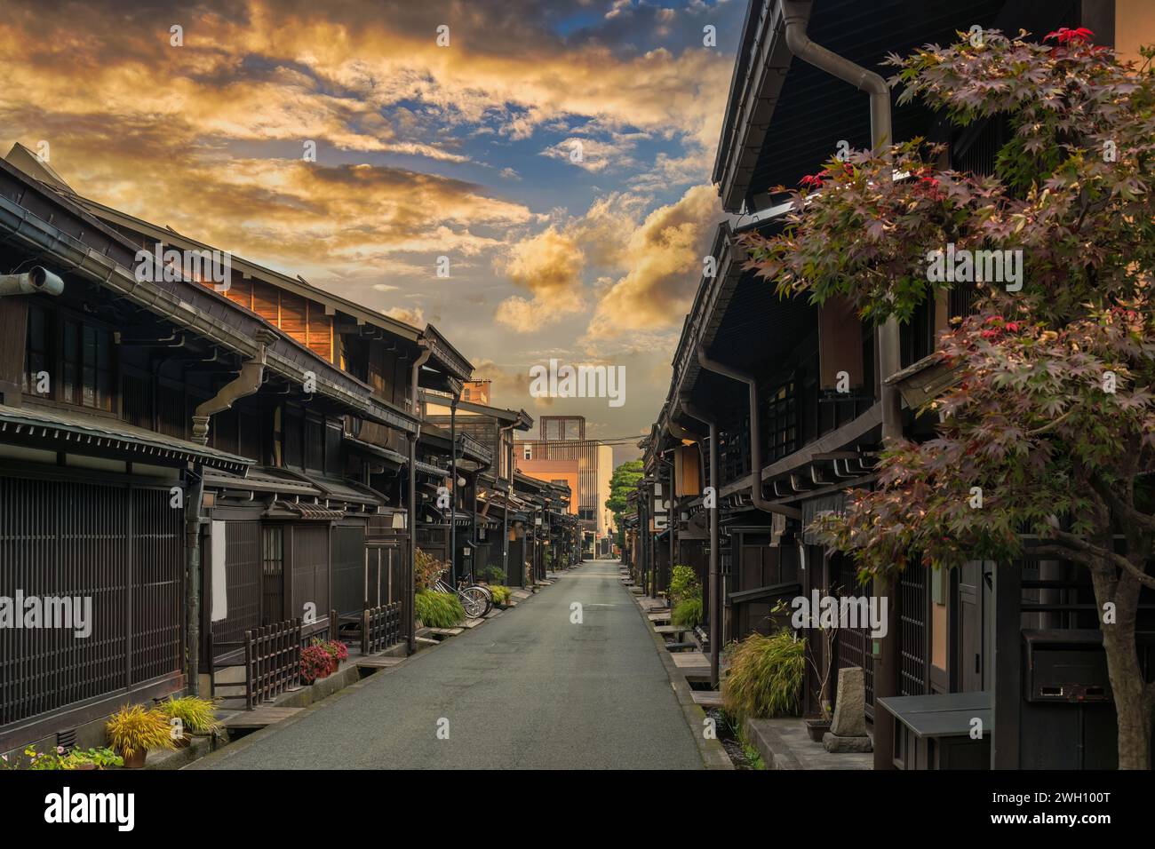 Takayama Gifu Japan, sunrise city skyline at Takayama old