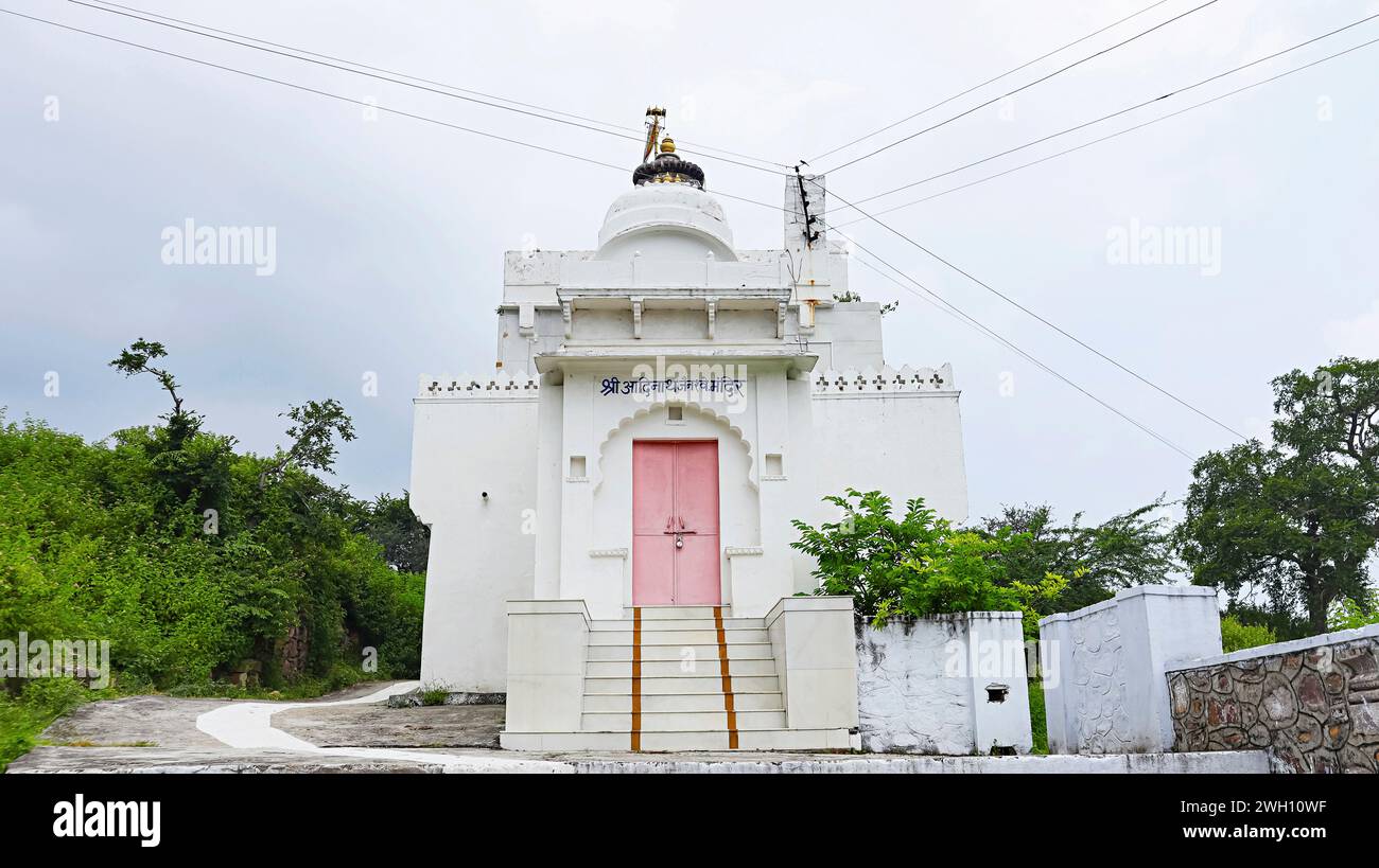 View of Adinath Jain Temple, Mandalgarh Fort, Bhilwara, Rajasthan, India. Stock Photo