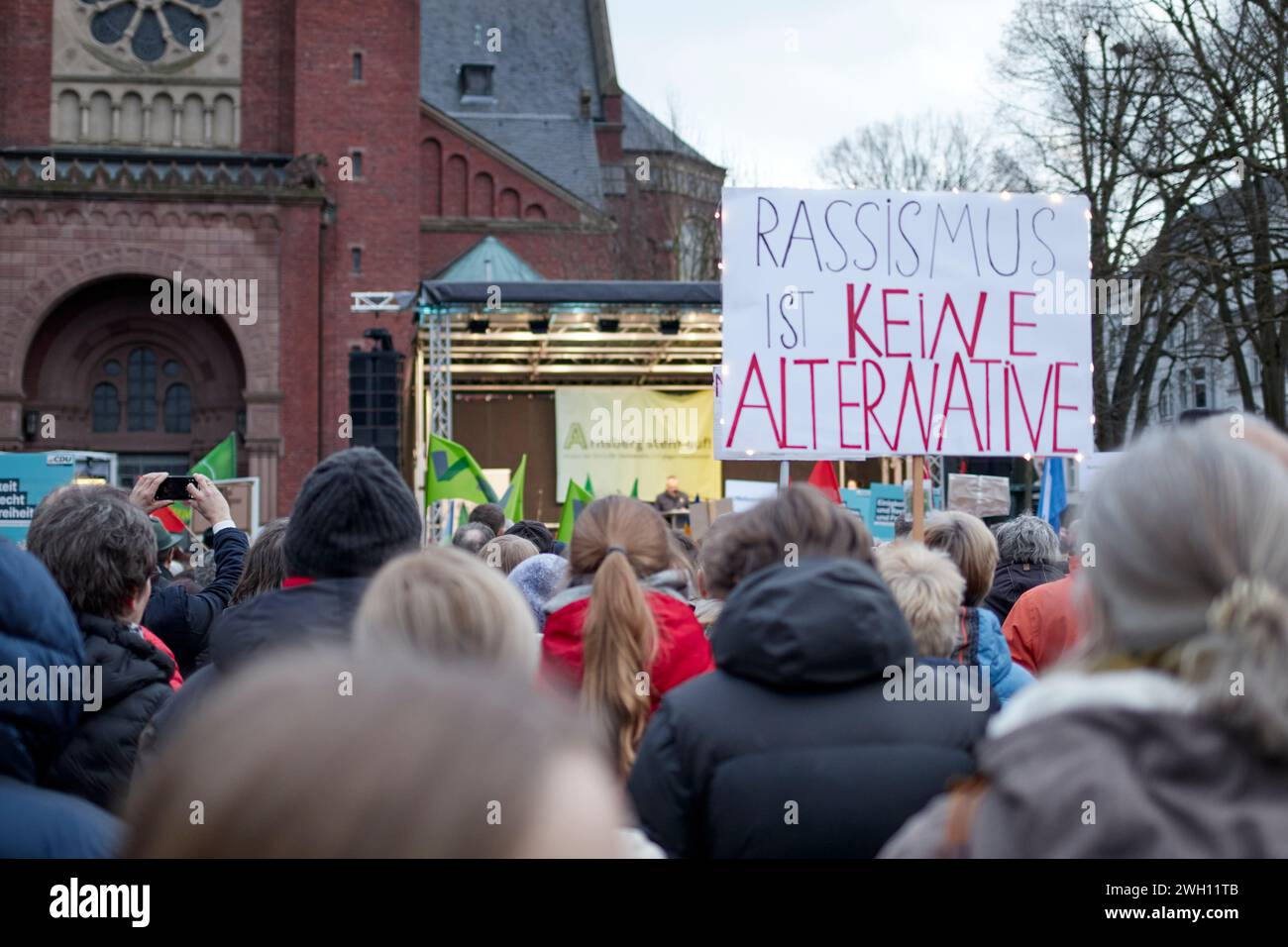 Arnsberg,NRW, Germany, 02 02 2024, demonstration against hatred and agitation, xenophobia and right-wing thinking on market square in Arnsberg-Neheim, Stock Photo