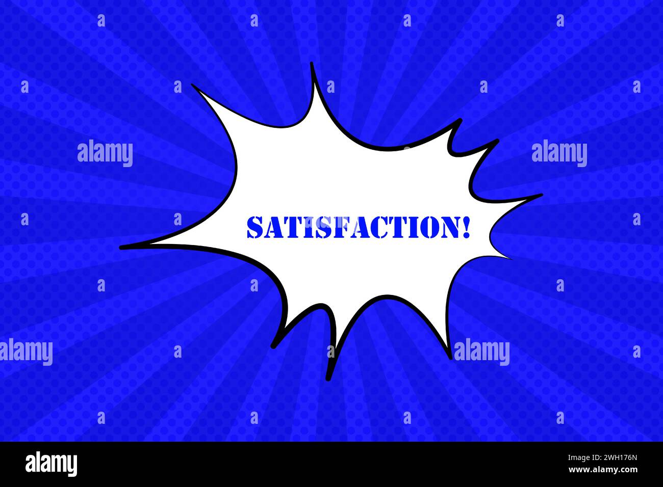 Comic blue speech bubble with Satisfaction text explosion line icon ...