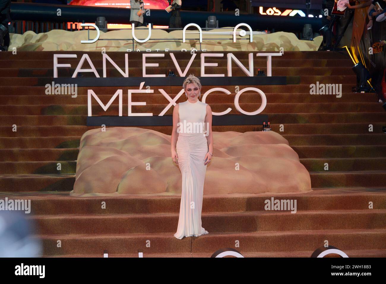 Mexico City, Mexico. 06th Feb, 2024. February 6, 2024, Mexico City, Mexico: Actress Florence Pugh, attends the red carpet of the Fan Event for the film Dune: Part Two at Auditorio Nacional. on February 6, 2024 in Mexico City. (Photo by Carlos Tischler/ Eyepix/Sipa USA) Credit: Sipa USA/Alamy Live News Stock Photo