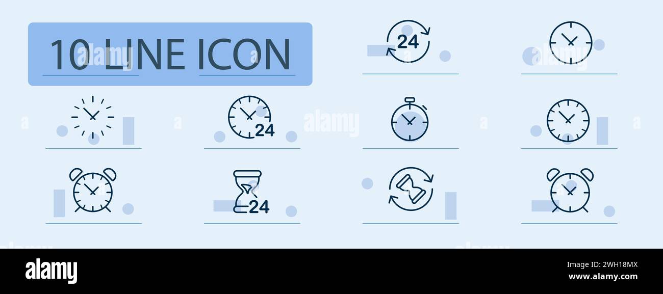 Alarm clock line icon. Wake-up call, morning routine, time management, bedside essential. Pastel color background. Vector line icon for business and a Stock Vector