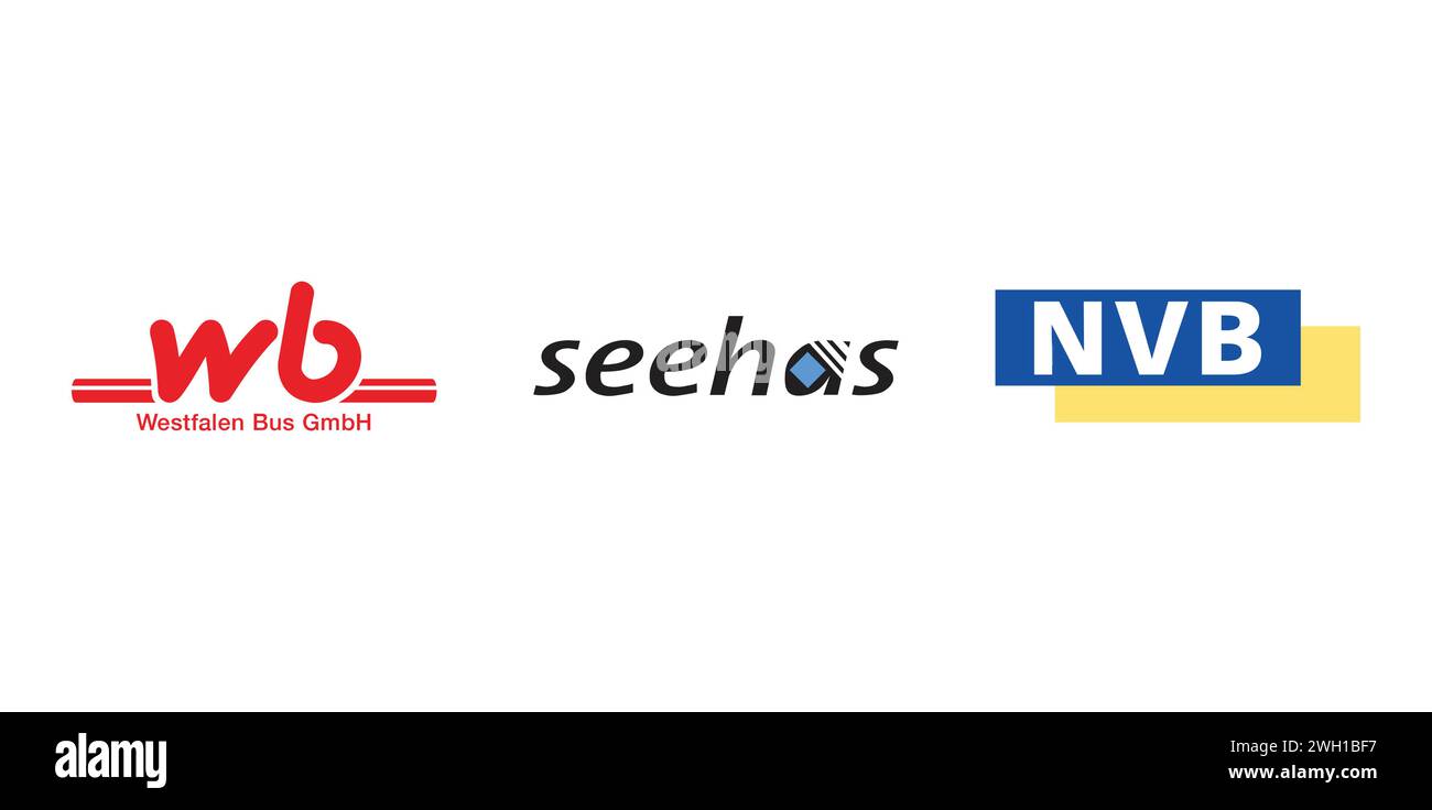 WestfalenBus, Seehas, Norddeutsche Verkehrsbetriebe. Editorial brand emblem. Stock Vector