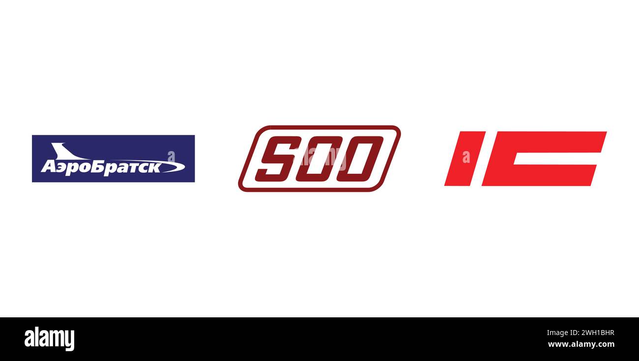 Aerobratsk, InterCity, SOO. Editorial brand emblem. Stock Vector