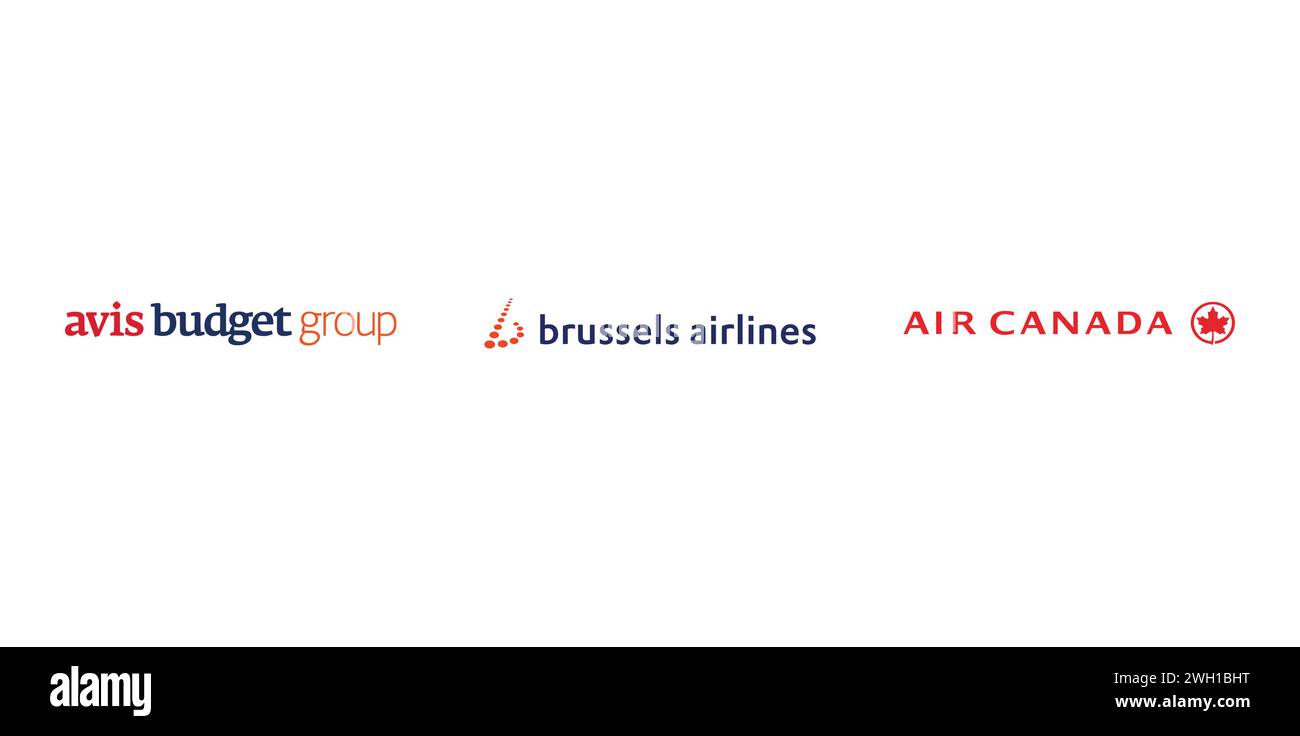 Avis Budget Group, Air Canada, Brussels Airlines. Editorial brand emblem. Stock Vector
