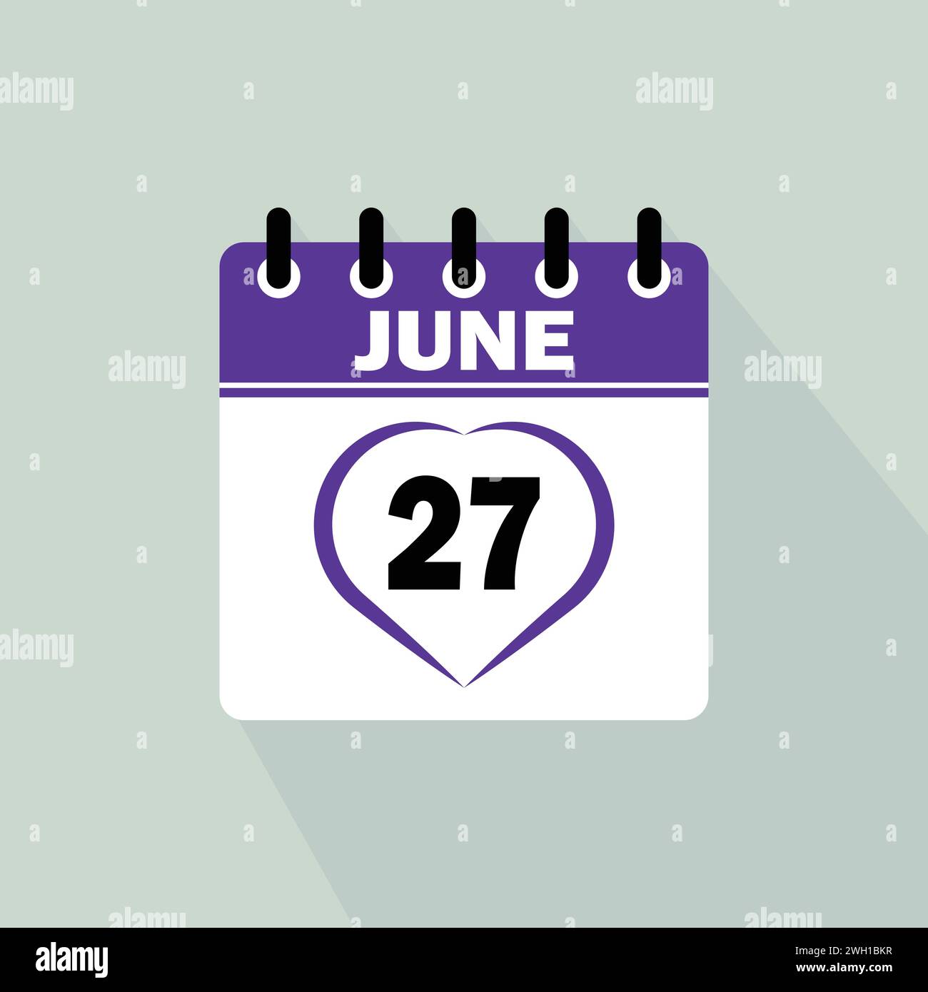 Icon calendar day - 27 June. 27 days of the month, vector illustration. Stock Vector