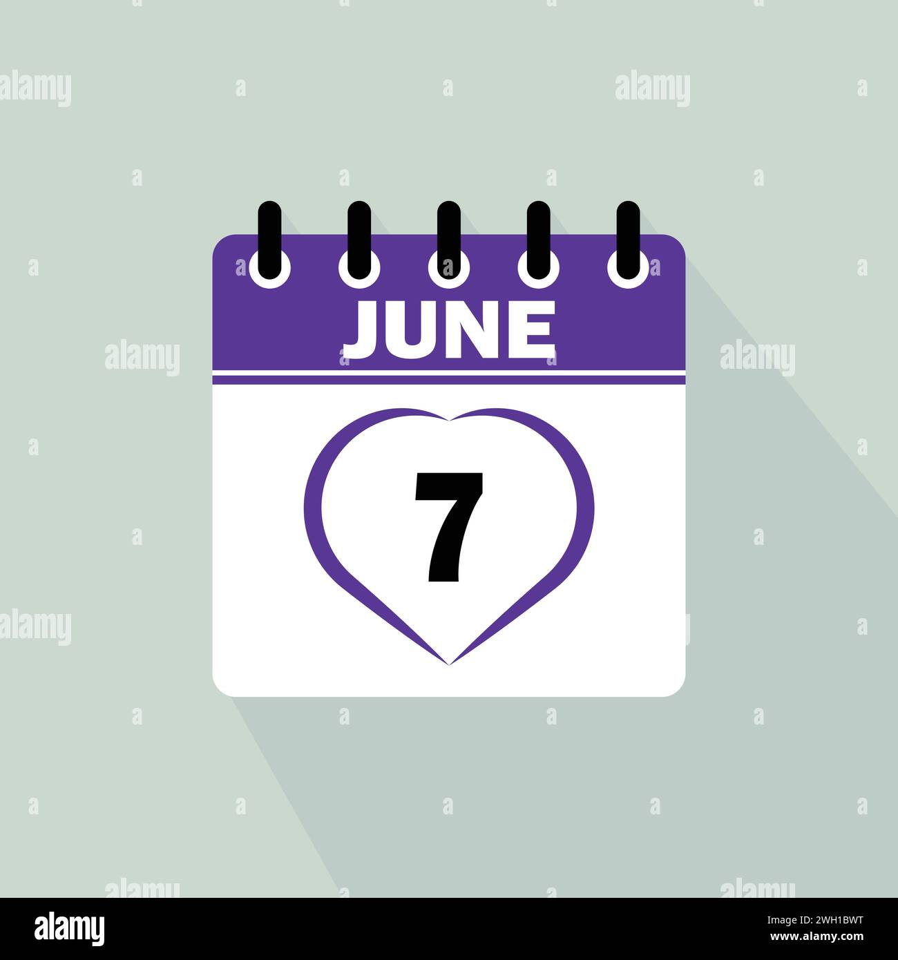 Icon calendar day 7 June. 7th days of the month, vector illustration Stock Vector Image & Art