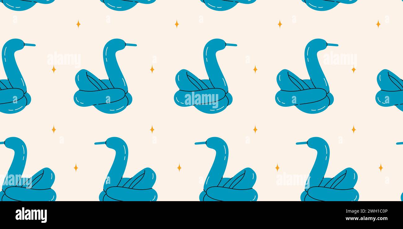Seamless pattern with swan balloons. Stock Vector
