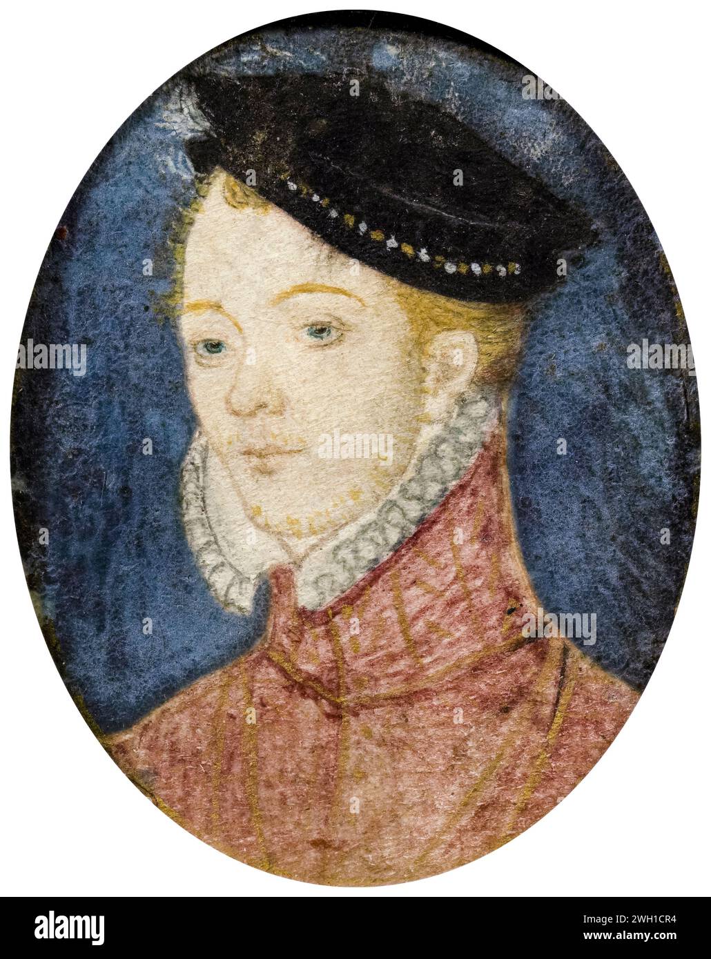 Henry Stuart, Lord Darnley (1546-1567), second husband of Mary, Queen of Scots (1542-1587), King Consort of Scotland 1565-1567, portrait miniature on parchment, 1600-1699 Stock Photo