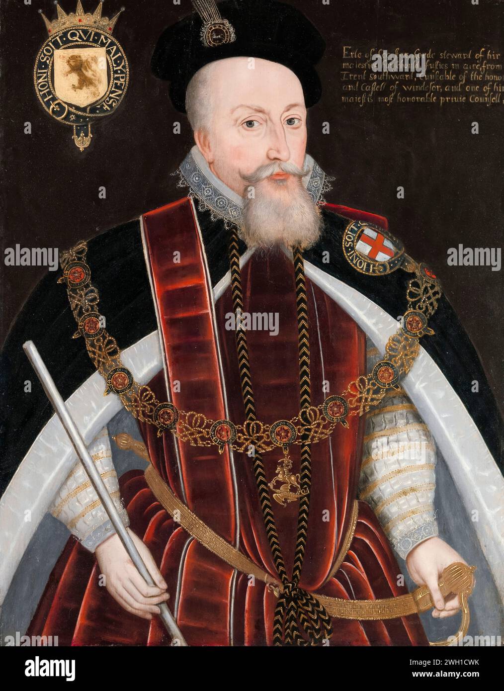 Robert Dudley, 1st Earl of Leicester (1532-1588), portrait painting in oil on panel, circa 1595 Stock Photo