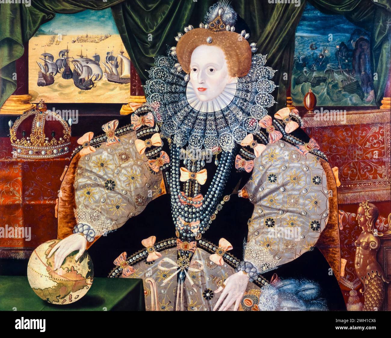 Elizabeth I of England (1533-1603), The Armada portrait, painting in oil on panel, circa 1588 Stock Photo