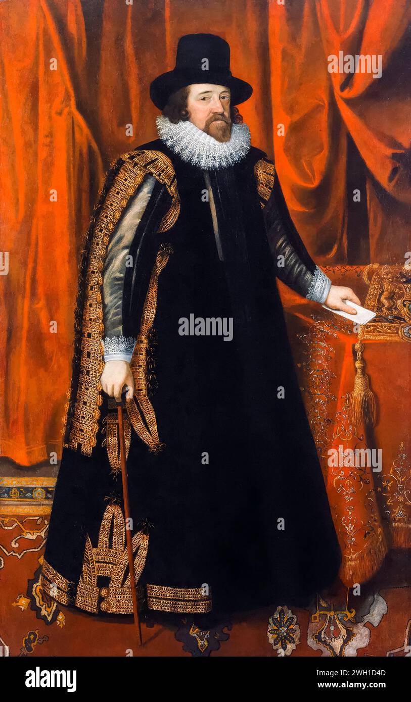 Sir Francis Bacon, 1st Viscount St Alban (1561-1626), English philosopher and statesman, portrait painting in oil on canvas, after 1731 Stock Photo
